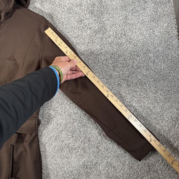 Nike ACG Jacket Womens Large Brown Softshell Hooded Belted Long Fleece Lined - Picture 8 of 16